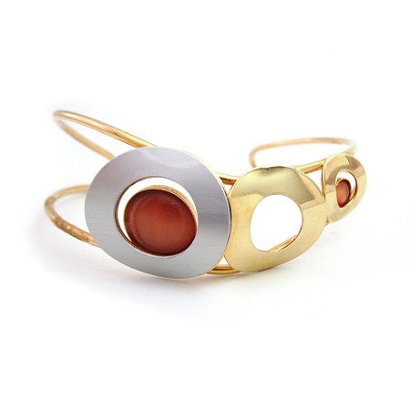 Bright Orange Gold plated Bracelet by Christophe Poly - Click Image to Close